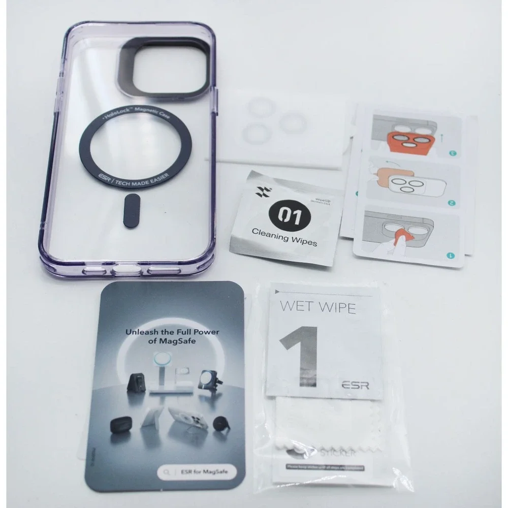 ESR iPhone 14 Pro Max Case HaloLock MagSafe Stash Stand Clear Purple Classic